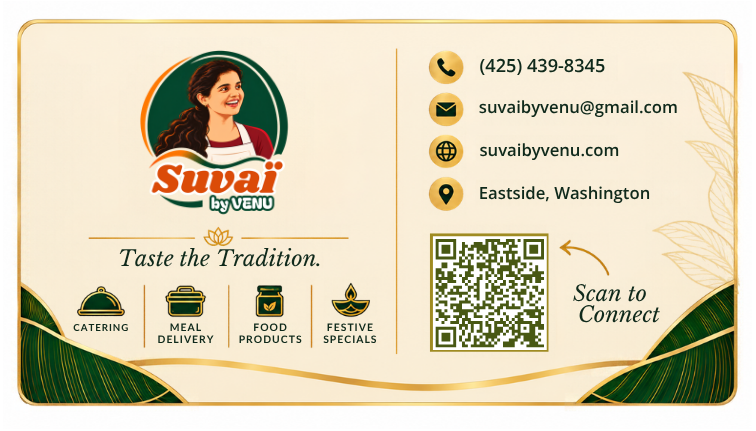 Suvai by Venu business card back